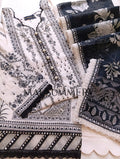 MAUSUMERRY Printed Cotton 3 Piece Suit - Black & Ivory
