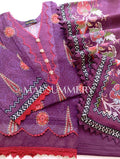 MAUSUMERRY Printed Cotton 3 Piece Suit - Purple